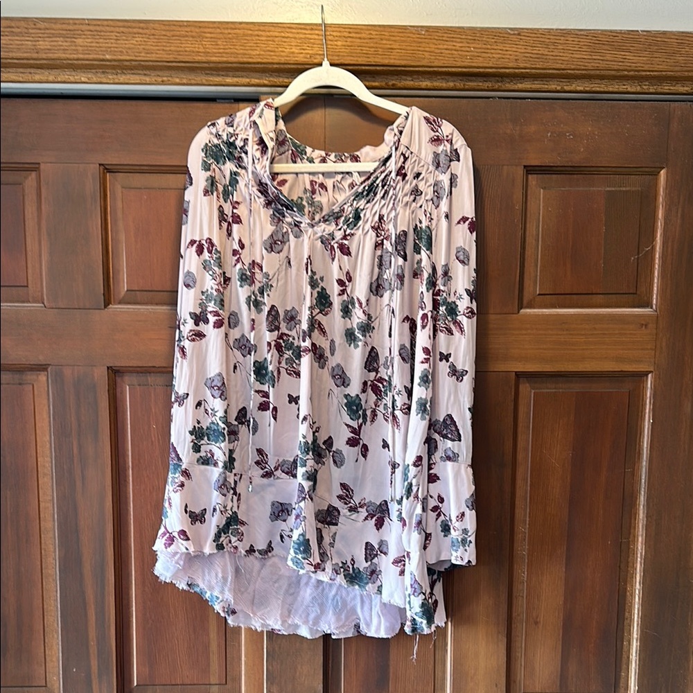 Free Pee Pink and Purple Asymmetrical Ruffled Tunic Dress